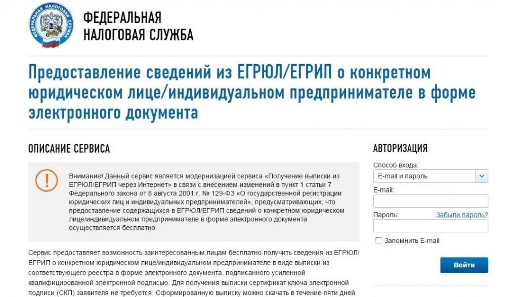 Как получить электронную выписку из ЕГРИП на сайте ФНС
