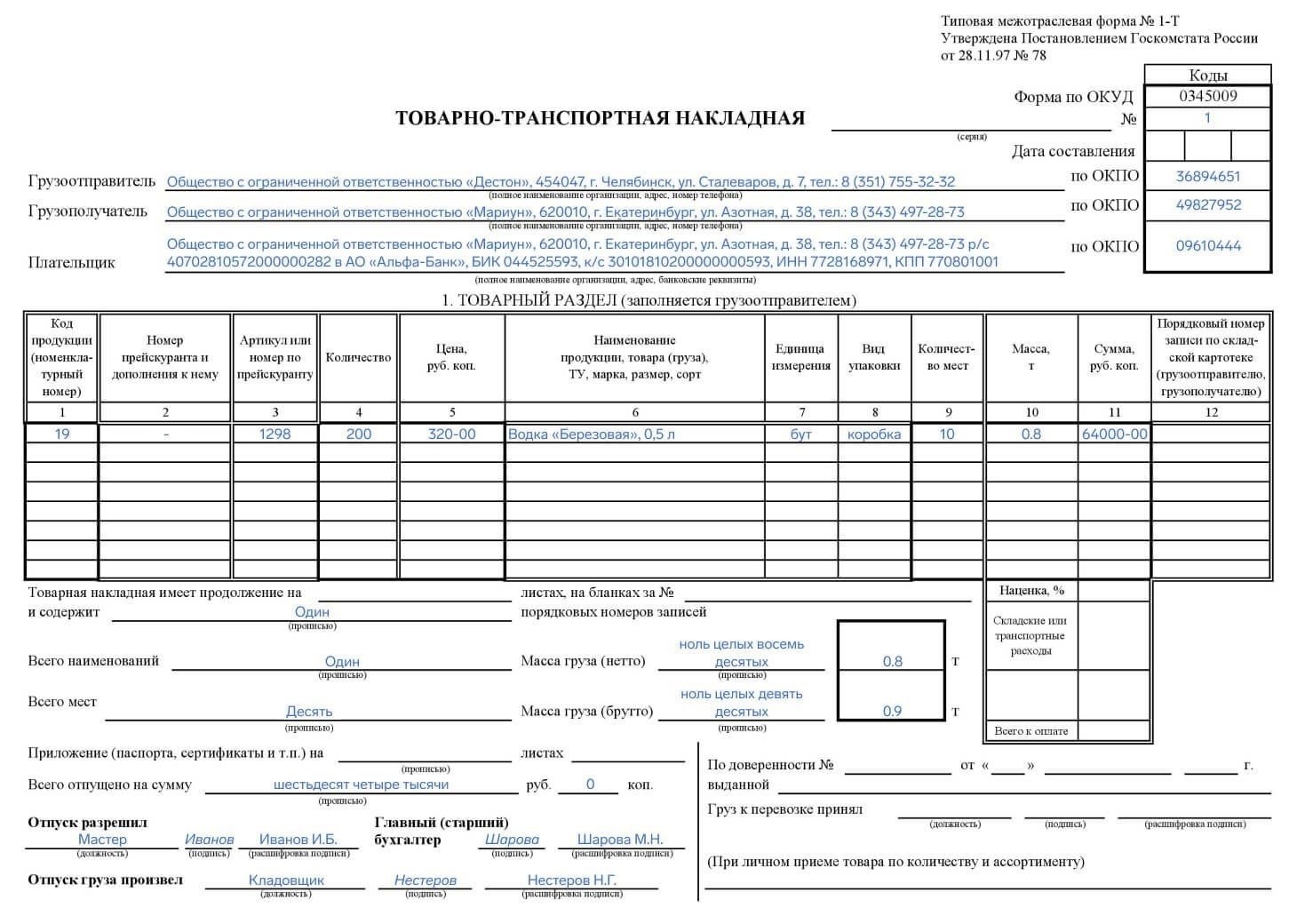 Правовая база для оформления товарно-транспортной накладной
